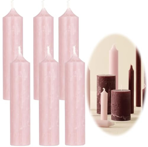 LS-LebenStil Exklusive Stabkerzen 6 Stück Ribe Set Antik-Rosa 11x2,2cm | Made in Denmark - Spitzkerzen Tafelkerzen für die perfekte Tischdeko Hochzeit Taufe Advent Weihnachten Unparfümiert