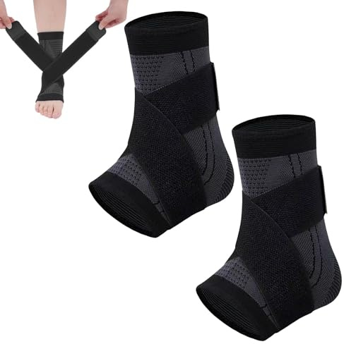 Miiqxx 2PCS Ankle Support Brace,Achilles Tendonitis Support,Stabilizing Strap,Ankle Brace for Sprains,Plantar Fasciitis & Tendonitis Pain Relief (Unisex Design for Sports/Recovery)