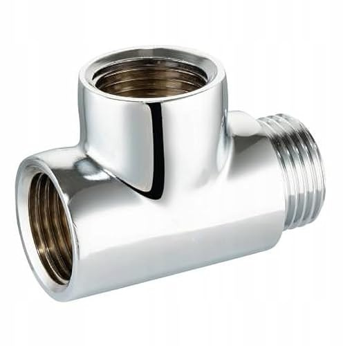 Té raccord 1/2 en laiton chromé – 2x filetage femelle, 1x filetage mâle – jusqu’à 10 bar, 120 °C – pour installation sanitaire et chauffage