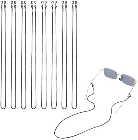 Aiyorse 8 Stück Brillenband Schwarz Rutschfeste Verstellbare Brillenkette Brillenschnur Sport Elastic Strap Halter für Männer und Frauen Sonnenbrillen, Lesebrillen & Schutzbrillen Einheitsgröße