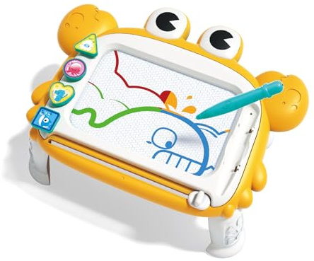 Magnetic Drawing Board for Kid Baby Toys 1-2 Year Old Boys Girls Crab Learning Educational Toddler Toys 1 2 3 Year Old Birthday Gift (Yellow)