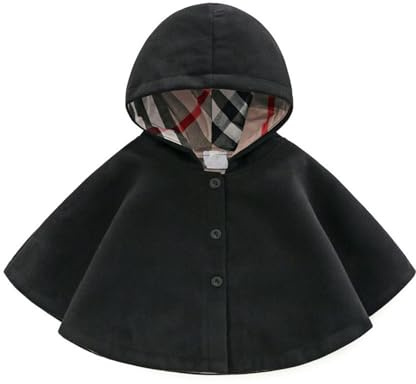Generisch Capes d'hiver 2026 avec capuche pour garçons filles, capes thermiques pour bébés, vêtements de sortie, écharpes, vêtements pour enfants nouveau-nés, laine, coupe-vent, Noir , 12-18 mois