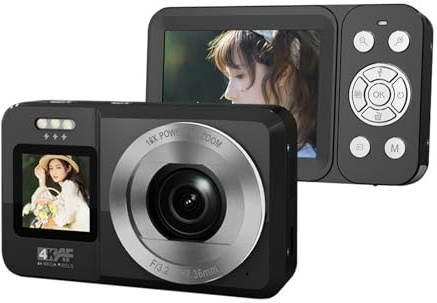 Zenlir Cámara Digital 4K 64MP Pantalla Doble De 18x Zoom Portátil para Adolescentes Y Fotografía Aire Libre Cámara Pantalla Doble para Fotografía Viaje