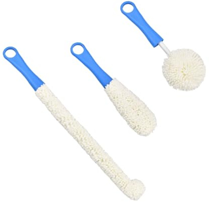KICHOUSE Lot de 3 Brosses de Nettoyage Flexibles Bleues pour Verres à Vin et Carafes Tailles 42 CM 255 CM et 25 CM Mousse Douce pour Nettoyage Ménager des Tasses et Verrerie Fragile