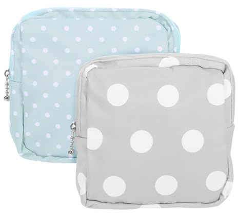 Veemoon Period Pad Case, Sanitary Pad Storage Bag for Girls, Reusable Oxford Cloth Pocket Size Zipper Pouch, Portable 2pcs Menstrual Napkin Bag for Women and Teen Girls