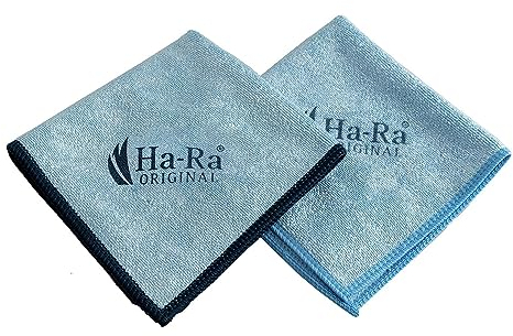 Ha-Ra Star-Tuch mini blau 2er Set (Farbe kann variieren) I Mikrofaser Tuch für Oberflächen-Reinigung I Putztücher mit Saum in 25 x 25 cm I Hochleistungs-Mikrofaser I hohe Reinigungskraft