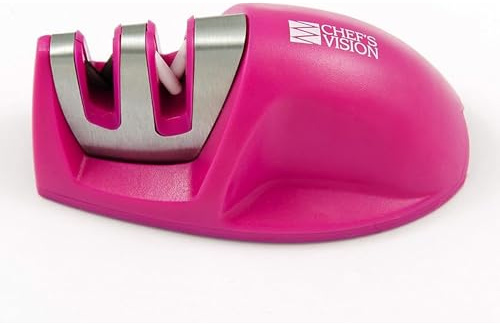Affilatore per Coltelli Chef's Vision SmarterEdge - Rosa - Affilatore a Doppia Fessura per una Manutenzione Precisa delle Lame - Affilatori Compatti e Versatili per Uso Domestico e Professionale