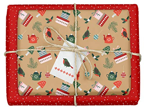 Lot de 4 feuilles de papier cadeau de Noël : papier cadeau de haute qualité, imprimé des deux côtés, force, papier recyclé) pour calendrier de l'Avent bricolage.