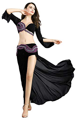 ROYAL SMEELA Bühne Bauchtanz Kostuem Set Bauchtanz Rock BH Frauen Bauch tanzen Kostüm Bauchtanz Kleidung Damen Sexy Bauchtanz Outfit bauchtanzkostüm Bauchtanz Top und Rock Mode Bauchtanz Kleid