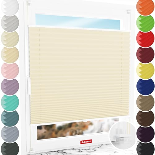 Schuette® Plissee ohne Bohren ● Thermo Kollektion: Milk Tea (Beige) ● 105x230cm (Breite x Höhe) ● Suprafix Faltrollo Klemmfix 2.0 Rollo ● 60 Sekunden Plisseerollo Montage inkl. Video