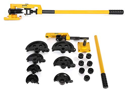ZELCAN Rohrbieger Rohrbiegegerät 10-25mm Rohrbiegemaschine Handrohrbieger 3/8-1 Rohr Rohrbieger mit 7 Matrizen Zum Biegen Rohrbiegewerkzeug für Rohrbiegung Rohre(Gelb)