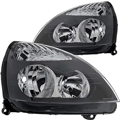 Lot de phares avant gauche et droit - Phare avant halogène H1 chromé avec support de lampe sans ampoule - Pour modèle Clio II BB_ CB_ SB0/1/2_