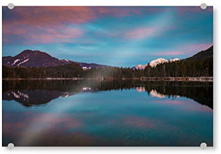 artboxONE Acrylglasbild 30x20 cm Natur Winterabend am Hintersee Bild hinter Acrylglas - Bild ramsau Bayern Berge