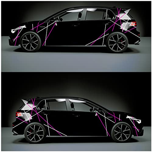 Auto Streifen Dekor Folien zweifarbig Zierstreifen 10m Länge 15mm Breite Dekorstreifen für Kfz Motorrad Boot Modellbau Zubehör Klebestreifen Rallystreifen (10 Neon Pink/Weiß)