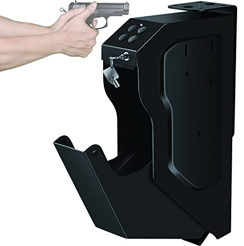 Kurzwaffenschrank,Schlüsselbox mit Zahlenkombination,Mini Kurzwaffe Tresor,Stahl Security Gun Box, mit Fingerabdruck und Schlüssel Tragbare Pistole Waffenschrank,für Hause,Passwordlock