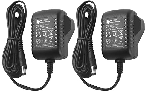 Security-01 2-Pack AC to DC 9V 1.5A Power Supply, Plug UK 5.5mm x 2.1mm, Center Positive, for Exercise Bike