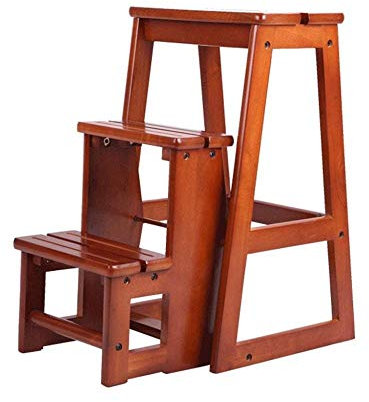 Leiter Klappbarer Tritthocker Tragbares Blumenregal Multifunktionaler 3-Stufen-Leiterhocker Treppenstühle Küche Badezimmer Büro Klappbare Trittleiter aus Holz (Höhe 64 cm)