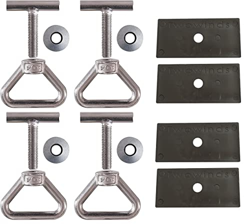 Twowinds - Anclaje Carga al Rail Compatible con VW T5, T6, Multivan, California, Caravelle, Caravana (Set de 4) - Tornillo Sujeción Carga - Riel - Guía Carril - Base Anclaje - Protector Fijación Rail