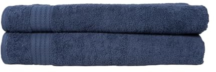 Brielle Sauna-Set aus 100% Baumwolle -2 Saunatuch - Hamamtuch- Strandtuch- 80x200 cm, Sehr saugfähige Badezimmer, Saunatuch Set in Hotel & Spa-Qualität, Packung mit 2, Dunkelblau Farbe