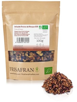 FRISAFRAN | Infusión Frutos del Bosque Ecológica 100g | Relajante | Bolsas de Té | Rico en Vitaminas | Infusión de Especias