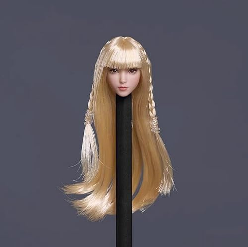 Fremego 1/12 Scale Female Head Sculpt,Asian Girl Pale Skin Head Carved for 6inch Female Seamless Action Figure Collection