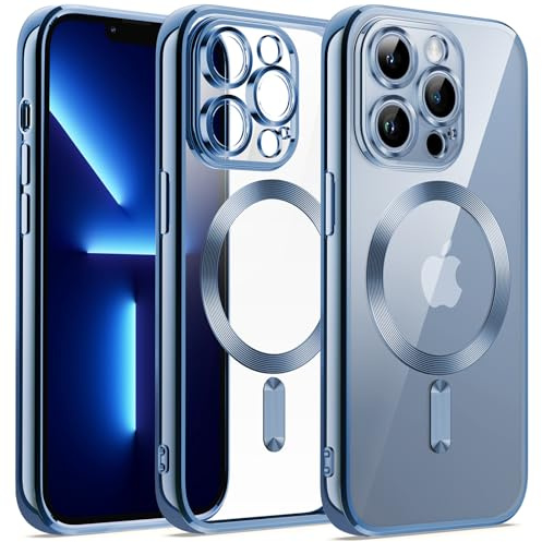 JETech Magnetische Hülle für iPhone 13 Pro, Blau | Kompatibel mit MagSafe, Kameraschutz, Galvanisierter TPU-Rahmen, Stoßschutz