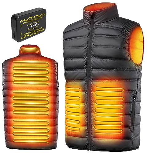LABEWVI Heated Vest, Gilet for Men Women with 25000mAh Power Pack Included, 7.4V Down Jacket, Electric Body Warmer Washable, 3 Heating Level|6 Heat Up Zone