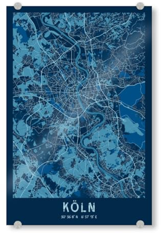 artboxONE Acrylglasbild 30x20 cm Städte/Köln Stadtplan Köln City Bild hinter Acrylglas - Bild köln köln köln City