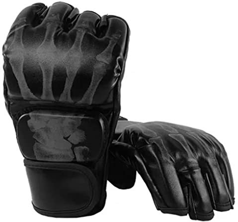 Dilwe Halbfinger-Sporthandschuhe, Ergonomisches Design, Open Design,PU-Leder Trainingshandschuhe，Boxsackhandschuhe für Sandsäcke, Boxing Training, MMA, Krafttraining