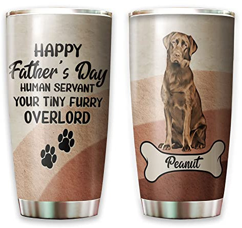 Tumbler 590ml Tea Cup with Straw and Lid Insulated Travel Mug for Mom Dad Valentine's Day Customized Labrador Retriever - Happy Father's Day Human Servant Your Furry Funny Worlds Best Dog Dad