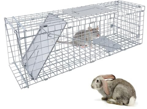 Collapsible Rat Trap, Humane Live Animal Mouse Cage Traps, Catch and Release Mice, Rats, Chipmunk, Pests, Rodents and Similar Sized Pests for Indoor and Outdoor, 24L X 7.5W X 8.3H Inches, Large