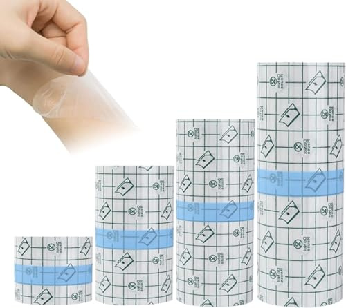 20 Meters Wasserdicht Transparent Bandage,BetterJonny 4 Rolls Duschpflaster Rolle (5,10,15,20cm) Transparenter Folienverband Tattoo Folie Heilung zum Sport Dusche Antiallergisch