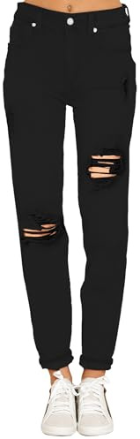 Roskiky Boyfriend Jeans Stretch Jeanshose Jeans Damen High Waist Ripped Jeans Distressed Mom Jeans Slim Denim Pants