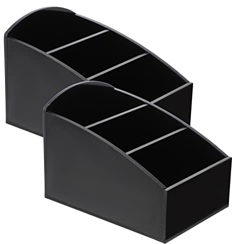 TOPBATHY Organizador de Sobres de Azúcar Acrílico Negro 2 Piezas | Diseño de Rejilla Separada, Almacenamiento Multicompartimento, para Restaurantes y Hotel