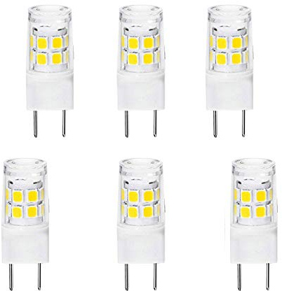 6-Pack GY8.6 G8 LED Bulb 3W, 120V 30W Halogen Replacement Bulb, Improved Version G8/GY8.6 Bi-pin Base,for Microwave Lighting, Under Counter Kitchen Lighting, Under-Cabinet Light (Daylight White 6000K)