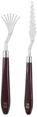 sourcing map 2pcs E3 E4 Painting Palette Knife Set Stainless Steel Art Spatula Painting Pallet Knives Scrapers Tools with Plastic Handle for Acrylic Oil Canvas Mixing Spreading