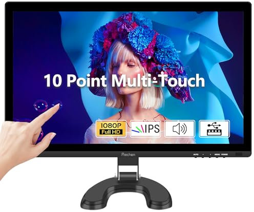 Prechen 24 Inch PC Touchscreen Monitor, Built-in Speakers, 75Hz, IPS FHD 1080P Desktop Touch Screen Monitor, HDMI, VGA, USB, VESA, Computer Touch Display, Black