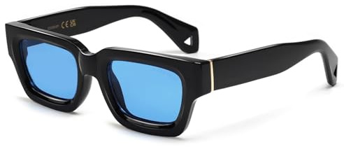 SHEEN KELLY Klobige quadratische Retro-Sonnenbrille für Männer und Frauen, trendige dicke schmale rechteckige Designer-Sonnenbrille im 90er-Jahre-Stil