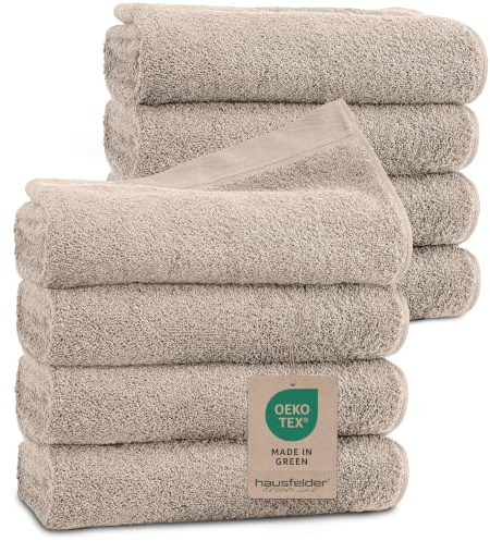 Hausfelder Handtücher 8er Set, 50x100cm, Premium 500g/m² Handtuch Set - 100% Baumwolle, Ökotex Zertifiziert, Farbe: Beige