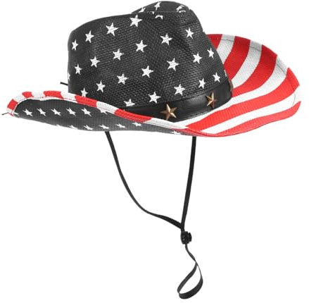 UPKOCH Wasserdichter Western Cowboyhut Flagge Vintage Stil Verstellbar Festhut Für Unabhängigkeitsfeier Herren Damen
