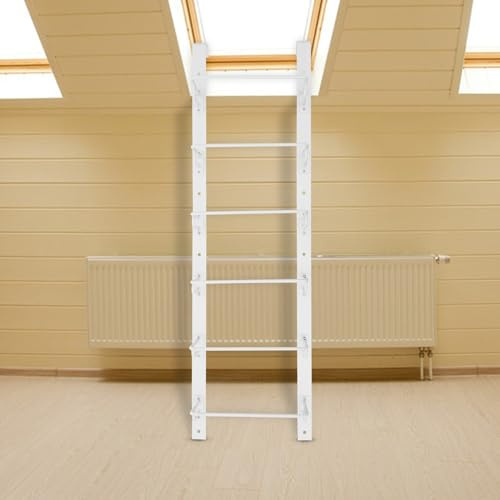 6 Rung Egress Ladder, Heavy Duty Steel Window Well Ladder 20 W*67.3 H, 661lbs Capacity Egress Window Ladder, Basement Ladder for Window Well Depth Within 73-93, Fire Escape Ladder, White