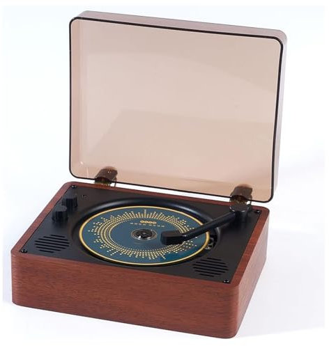 Lettore di Cassette CD, Giradischi retrò, Lettore CD Multifunzione, connessione Bluetooth, Ingresso e Uscita AUX, Registrazione USB MP3(