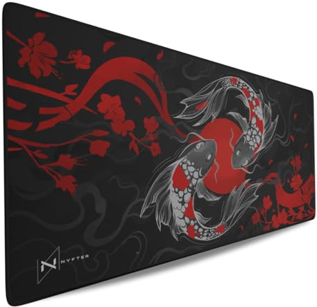 Nyfter - XXXL Koi Bamboo Gaming Mousepad 1200x600x3mm 3XL mauspad Gaming Premium Tischunterlage Large Size Wasserabweisend für Pro-Gamer (Blossom-Red)