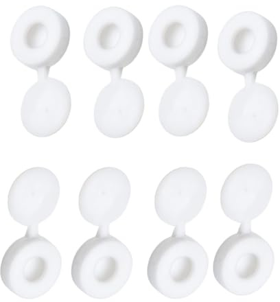 50 Pcs Plastic Hinged Screw Cover Cap White Plastic Screw Caps Folding Screw Cover Cap For Covering Screw Protection Fit On 6 & 8 No. Screws
