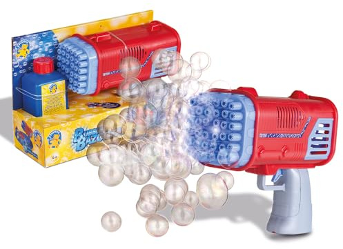 PUSTEFIX Bubble Party Bazooka, 70ml Bubble Solution, Colourful Bubbles, Made in Germany, Soap Bubbles Toy for Children's Birthdays, Weddings, Parties for Children and Adults