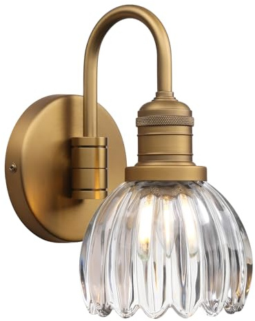 JIMUBEAM Vintage Gooseneck Wall Light Sconce with Clear Tulip Glass Shade