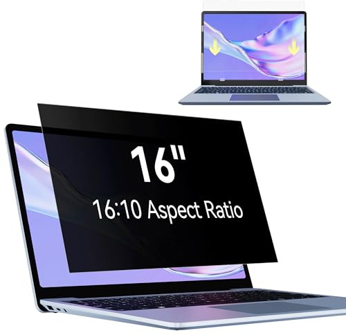 Blickschutzfilter für Laptop 16 Zoll 16:10 Sichtschutz, Blickschutzfolie Anti Blaulicht Blendschutz, Abnehmbarer Displayfilter Sichtschutzfilter Kompatibel mit Lenovo/HP/Dell/Acer/Samsung/Asus/Toshiba