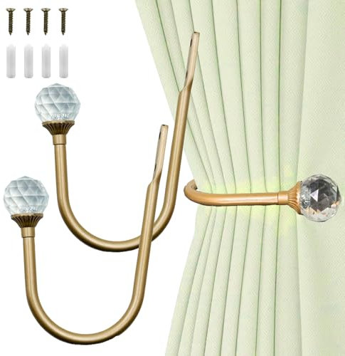 Plipdhy 2 Pezzi Ferma Tende Metallico,Moderno a Muro Ganci a U fermatenda,Tenda Fermatenda Metallo Supporto, per Soggiorno Camera da Ufficio Sala da Pranzo Albergo