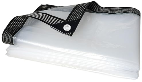 SXEVZOO Clear Tarpaulin Width 2m 2.5m 3m 3.5m 4m Waterproof PE Plastic Sheet Heavy Duty Transparent Tarp Cover Rainproof for Home Garden Outdoor(2.5x2.5m)