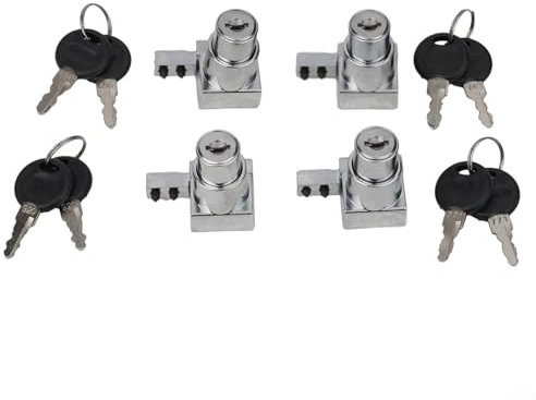 Kit di serratura per porta scorrevole in vetro in lega di zinco adatto a vari tipi di armadi, facile accesso con chiave (4 pezzi)
